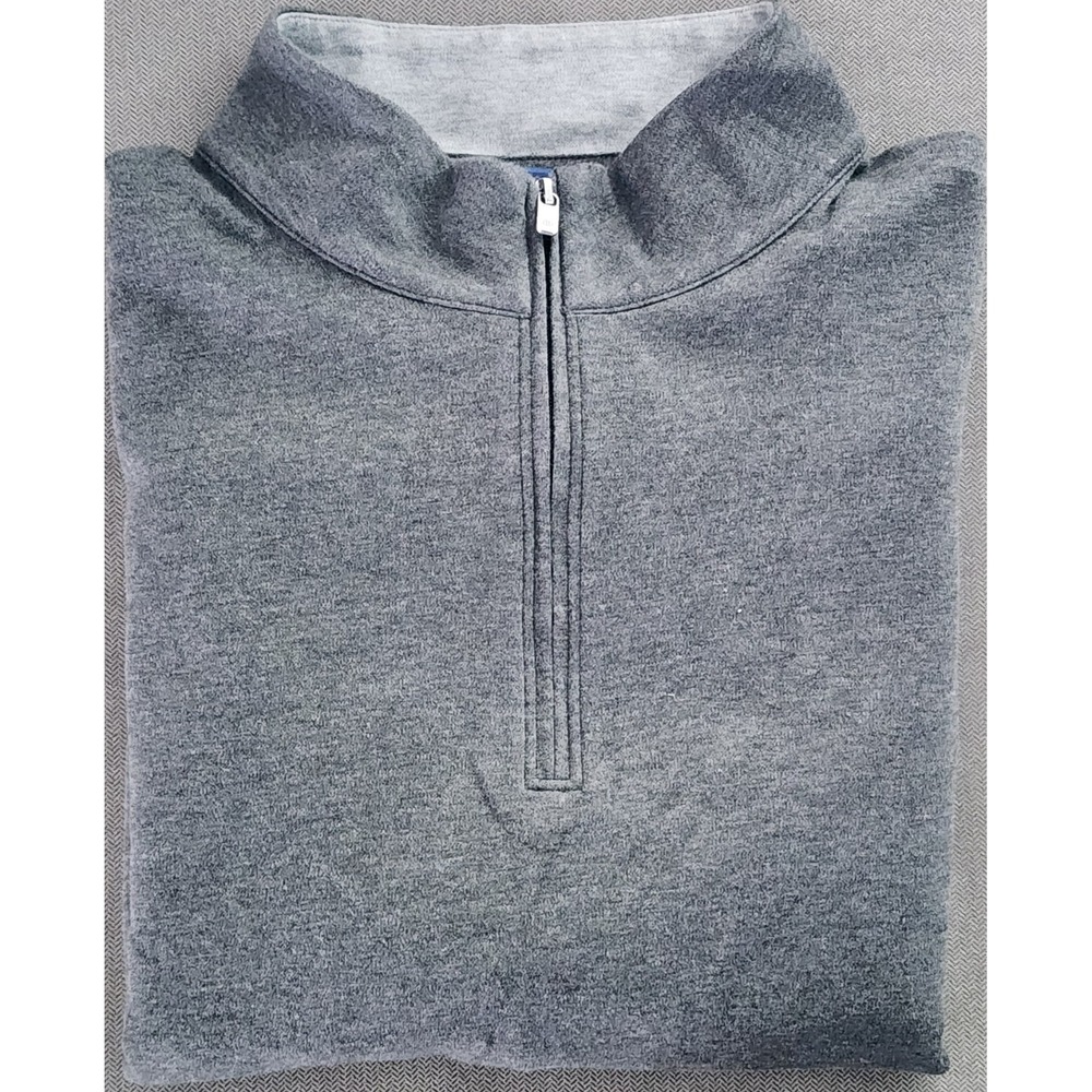 David Donahue Mens Cotton Blend Charcoal Quarter-Zip Pullover Sweater Size Large